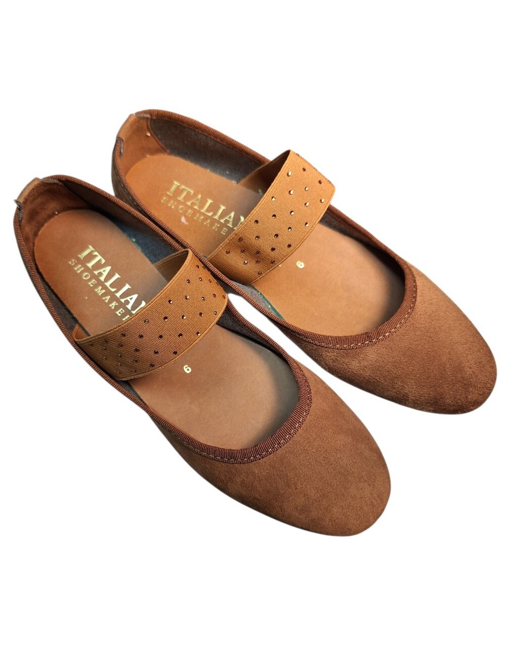 Italian Shoemakers Chestnut Brown Mary Jane Flats Ladies Size 6 Made in Italy